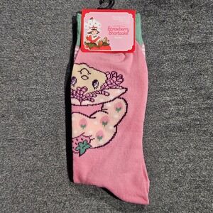 Strawberry Shortcake Pink Crew Socks Women Shoe Size 6.5-12 Retro Cartoon NWT